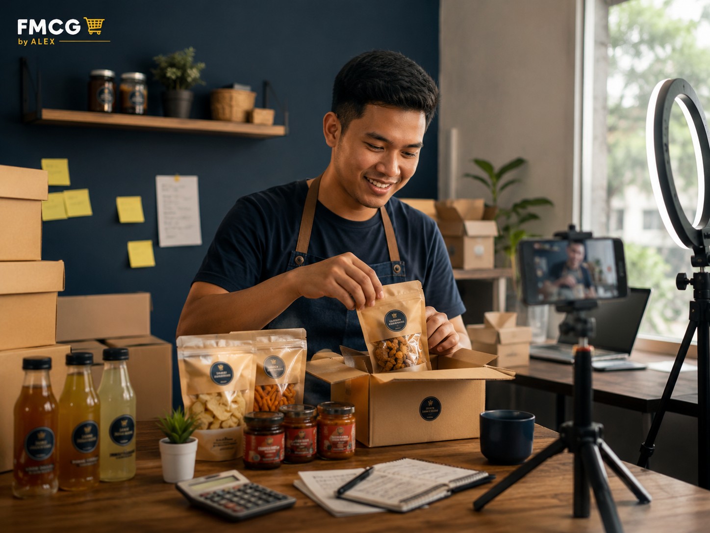 Indonesian FMCG entrepreneur packaging orders for customers