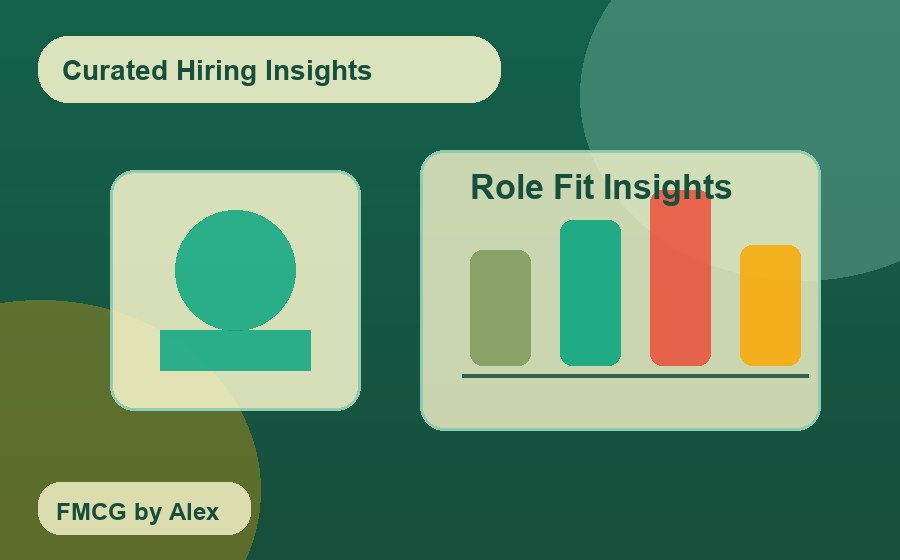 Illustration of curated hiring insights with profile and role fit analytics
